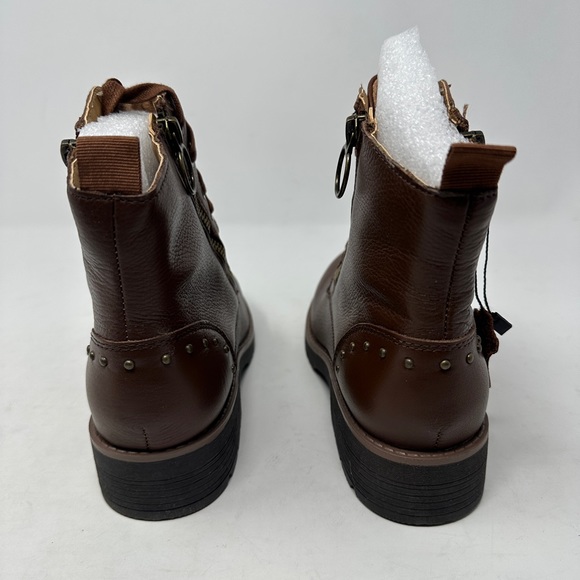 American Rag Womens Tatum Leather Studded Combat Boots, Cognac Leather, Size 6.0 - Picture 7 of 10